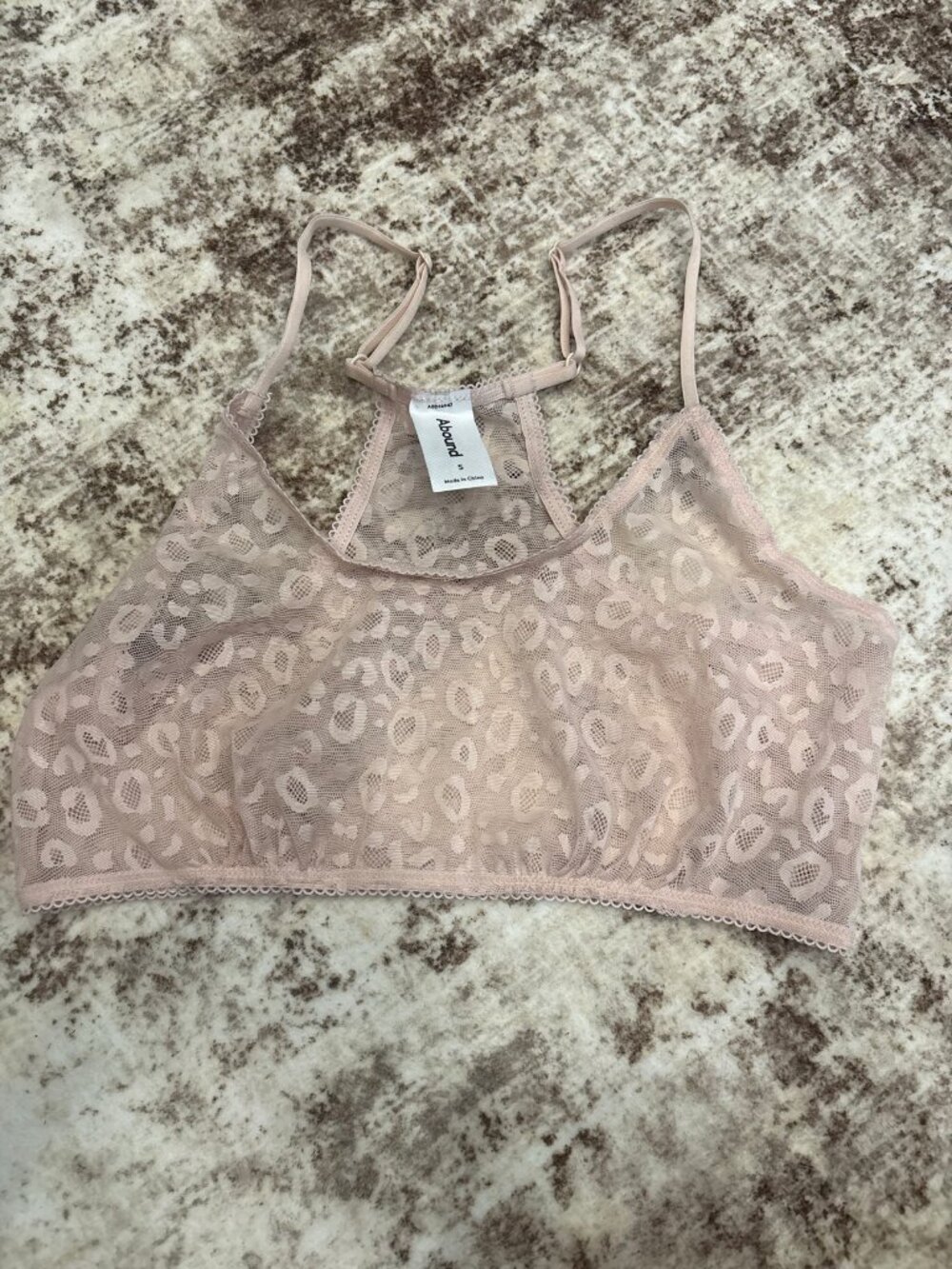 Abound Dusty Pink Leopard Lace Racerback Bralette (Size Small)